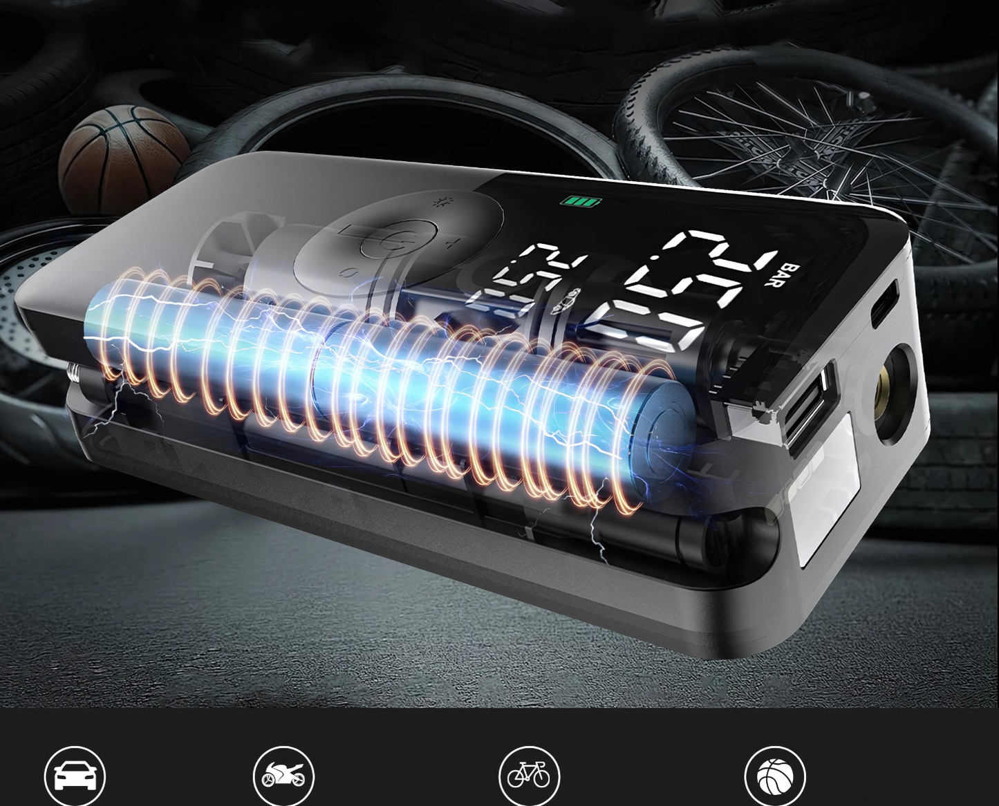 Compressor de Ar Safe Charger Pro 3 em 1
