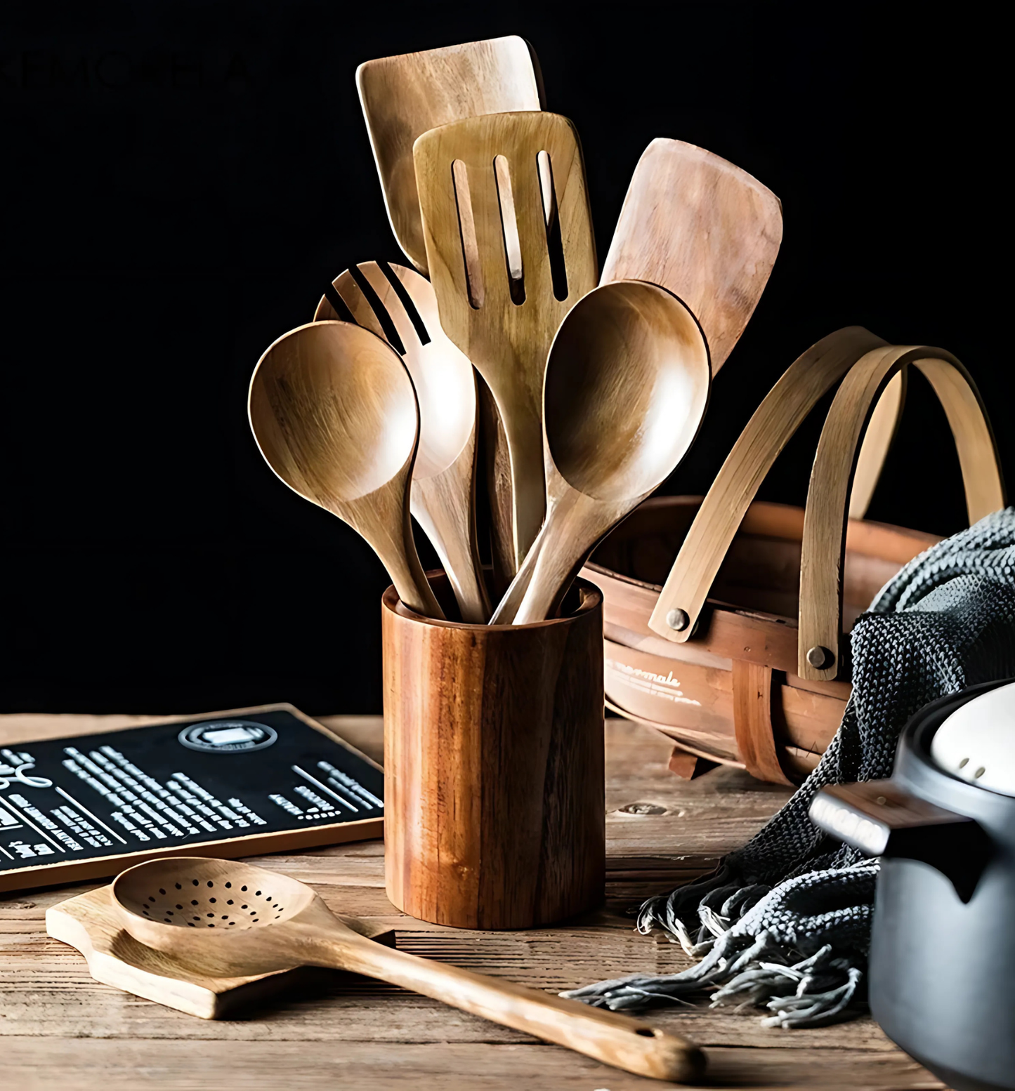 Talheres de Madeira Natural para Cozinha Cutlery Set