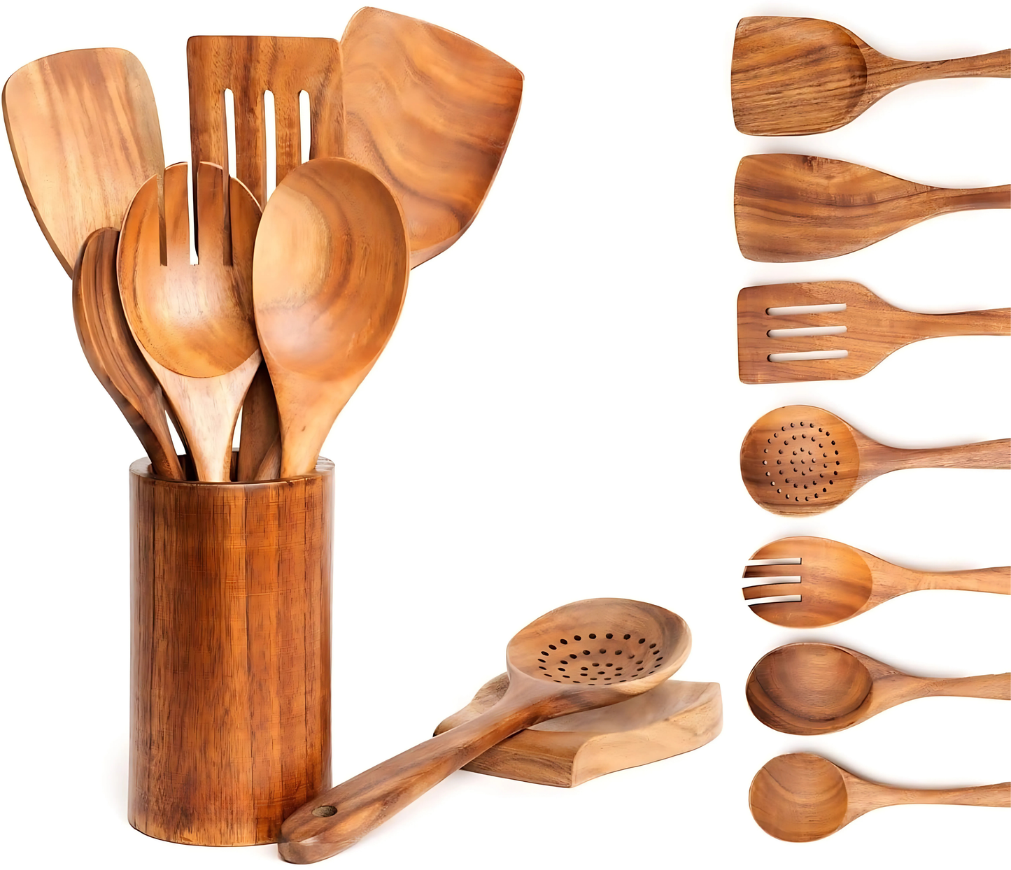 Talheres de Madeira Natural para Cozinha Cutlery Set