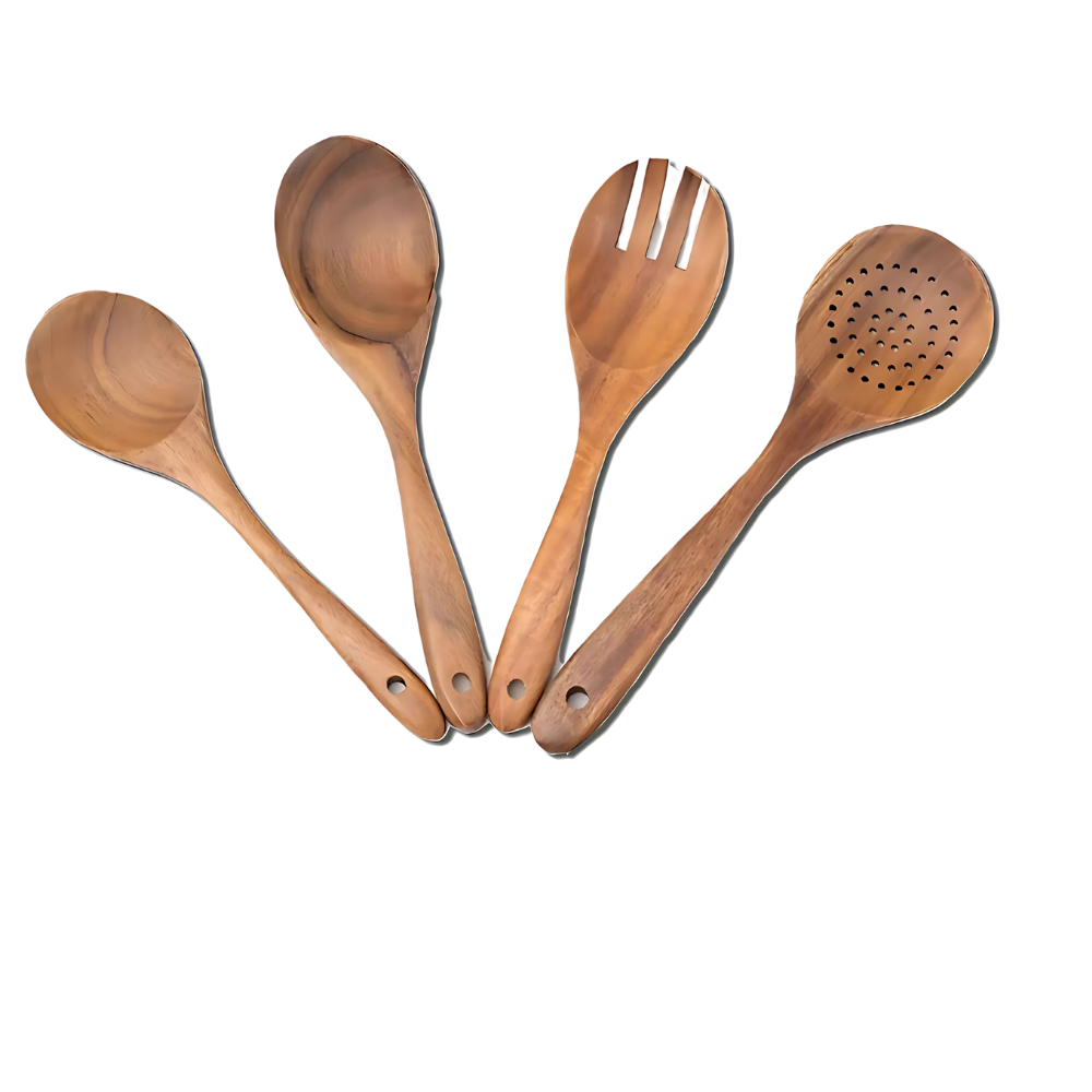 Talheres de Madeira Natural para Cozinha Cutlery Set