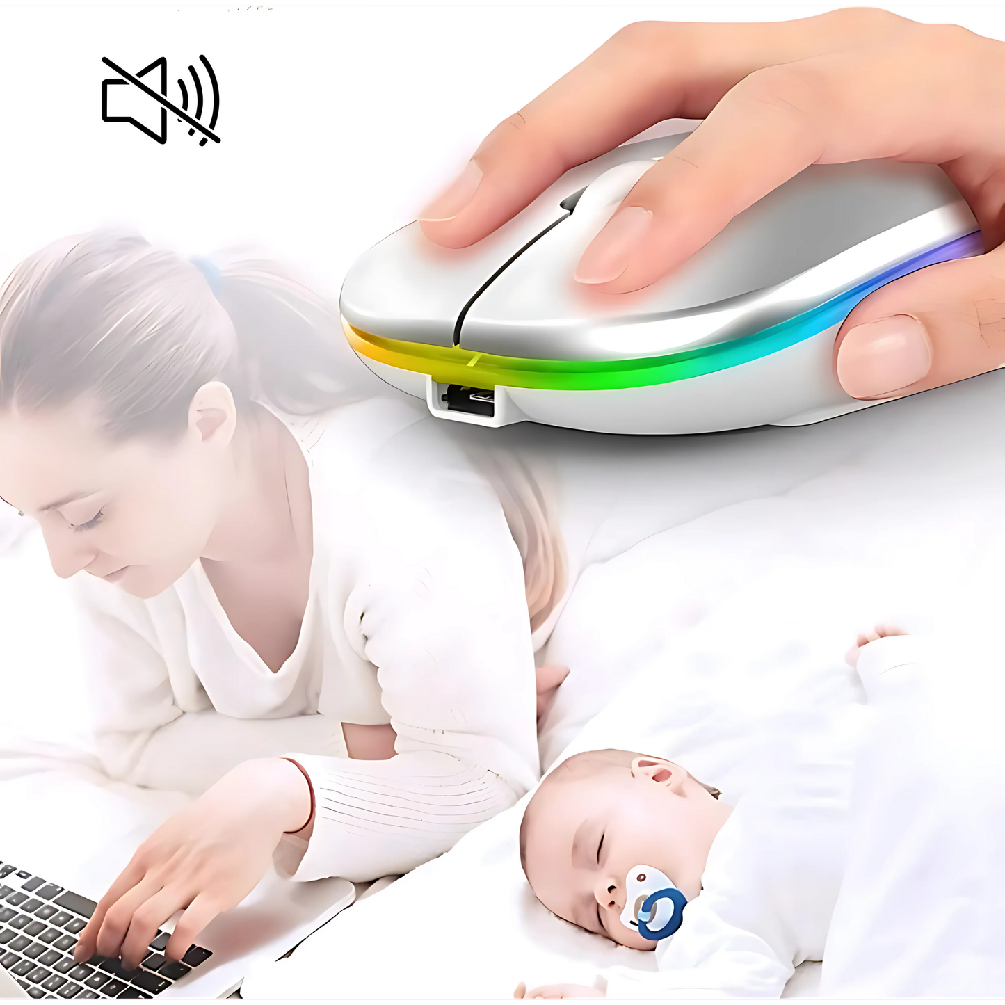 Mouse Sem Fio Wireless Recarregável RGB Gamer 1600dpi