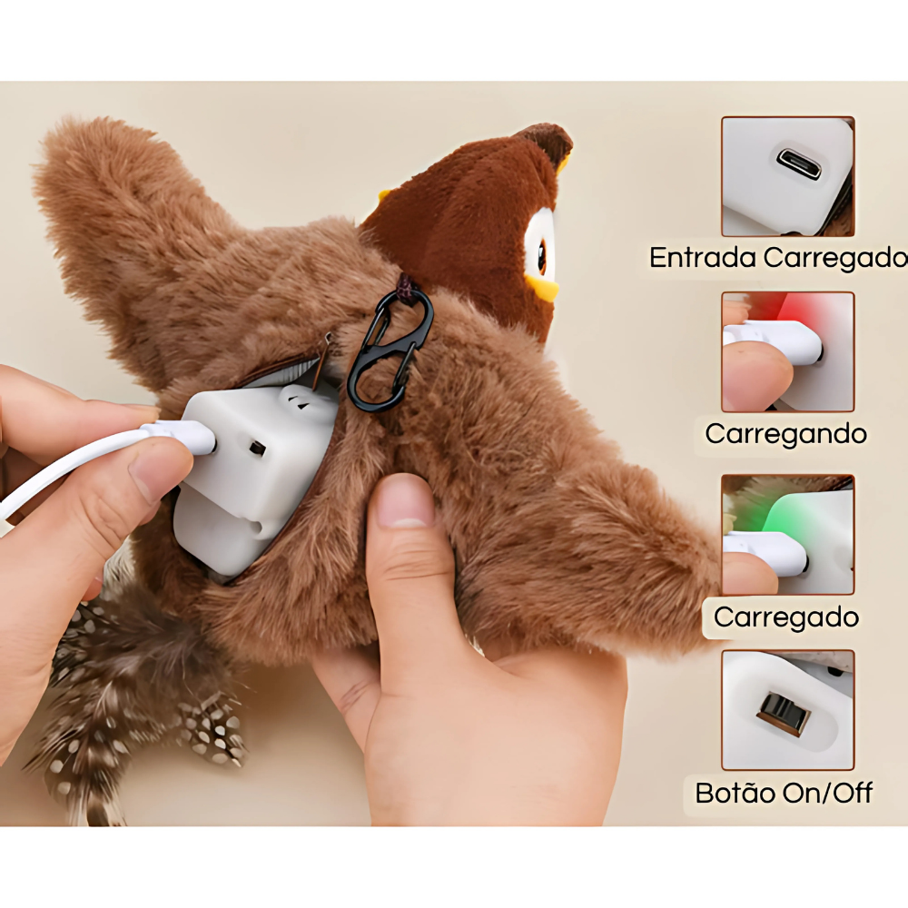 Pássaro Interativo Recarregável Cat Toy