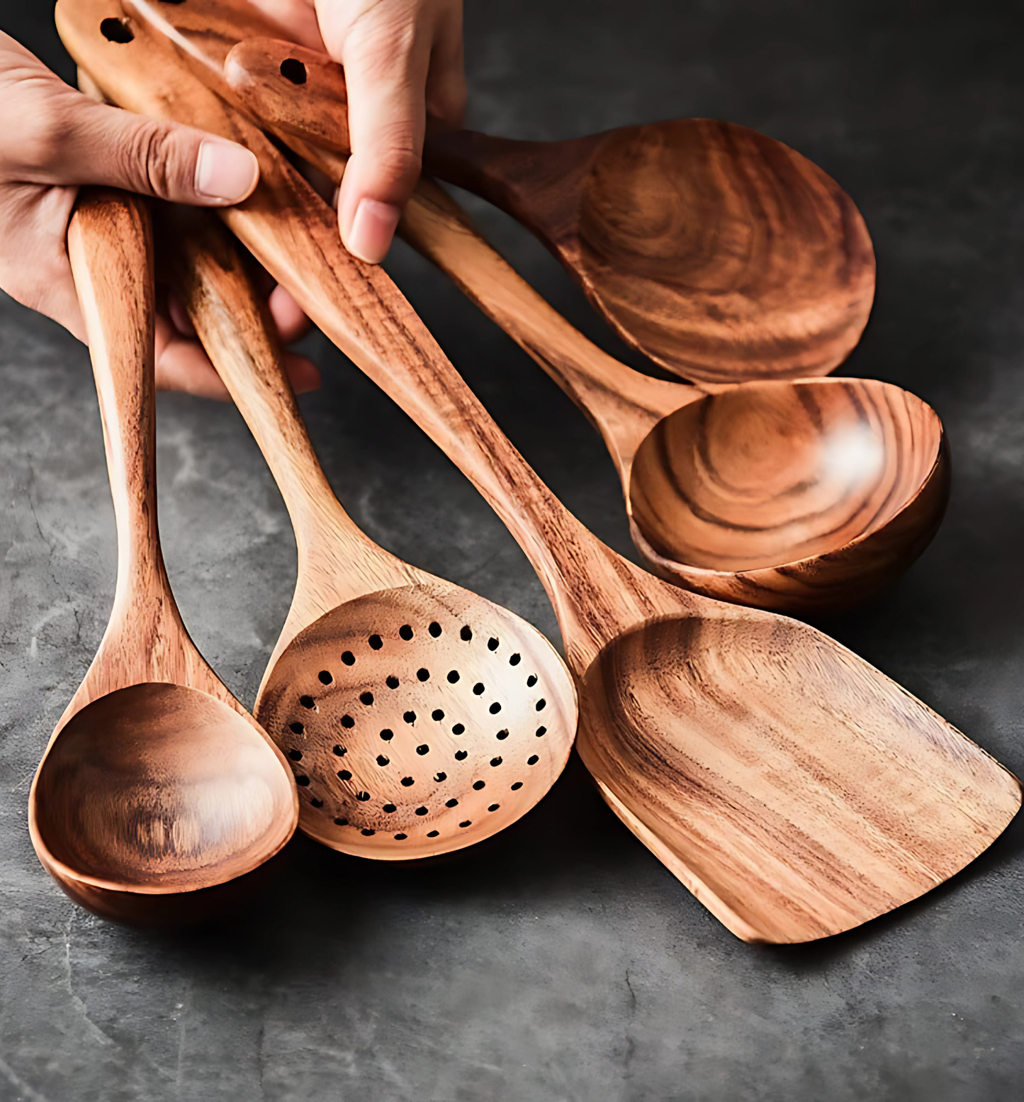 Talheres de Madeira Natural para Cozinha Cutlery Set