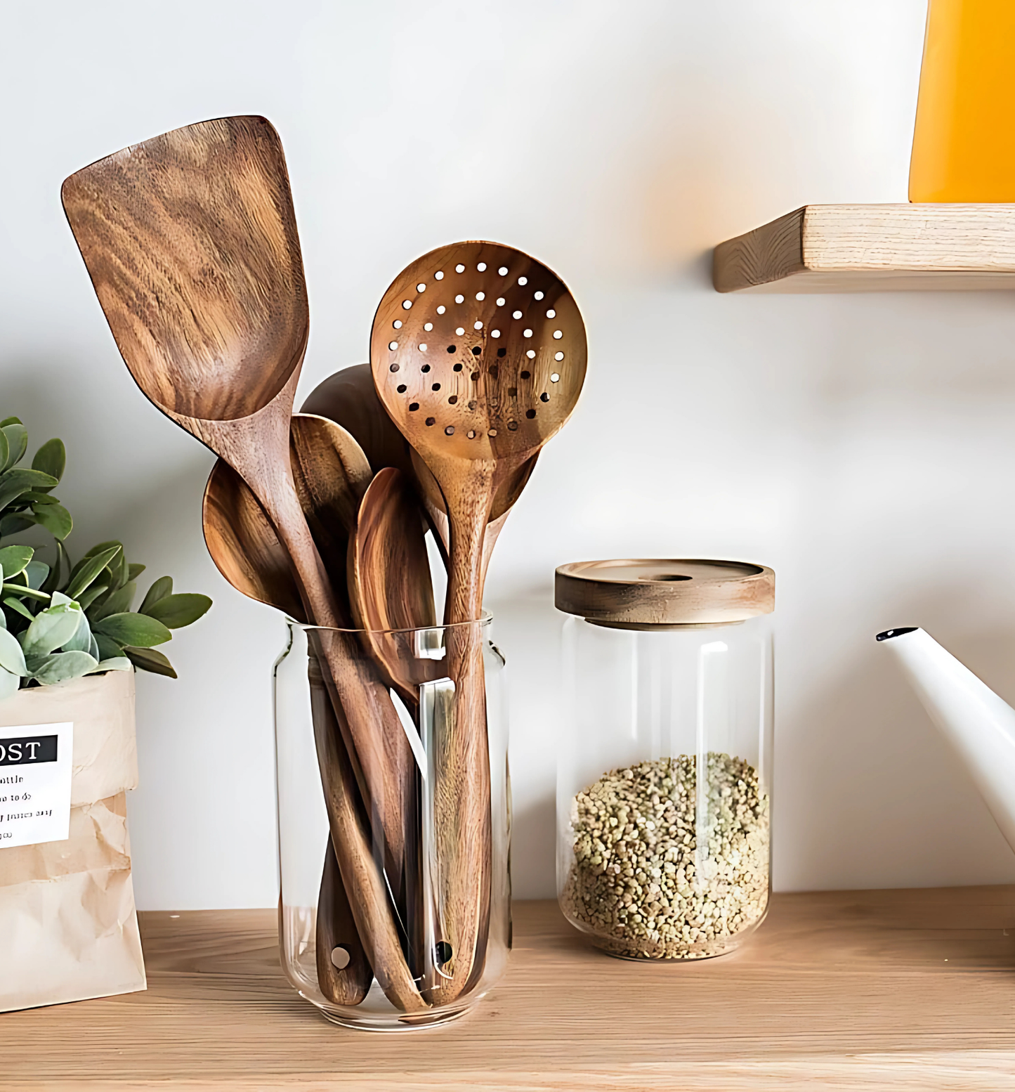 Talheres de Madeira Natural para Cozinha Cutlery Set