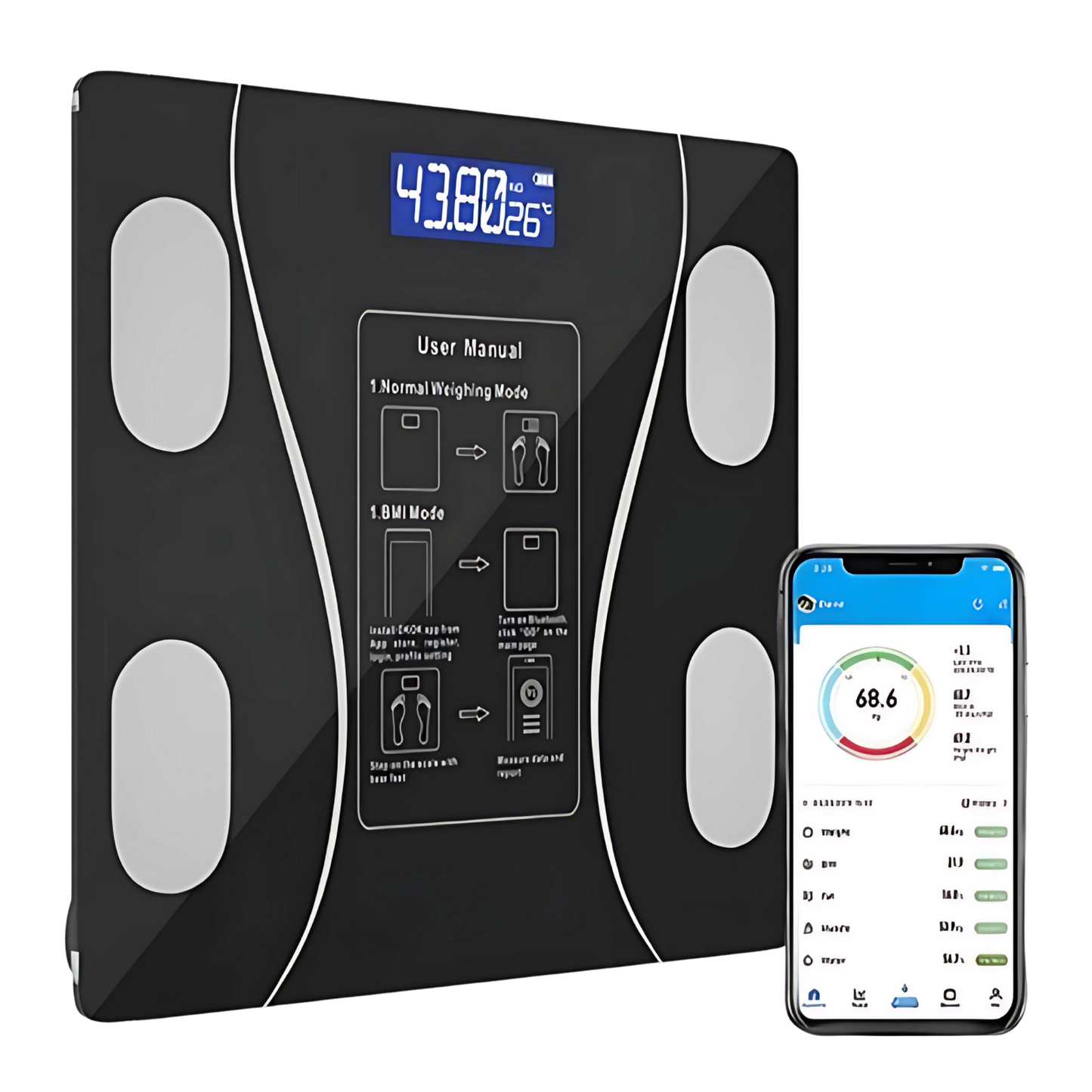 Balança Digital Corporal Bioimpedância Bluetooth