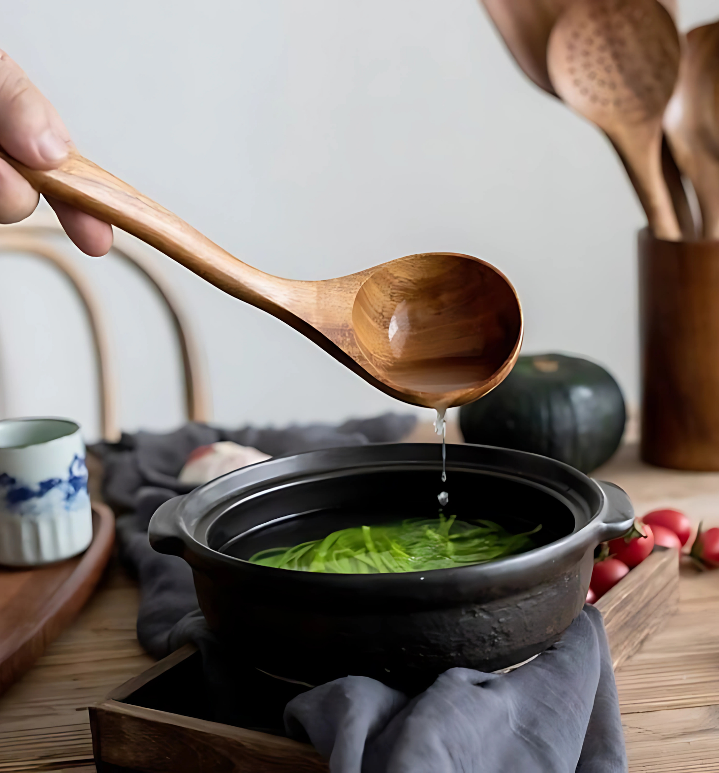 Talheres de Madeira Natural para Cozinha Cutlery Set