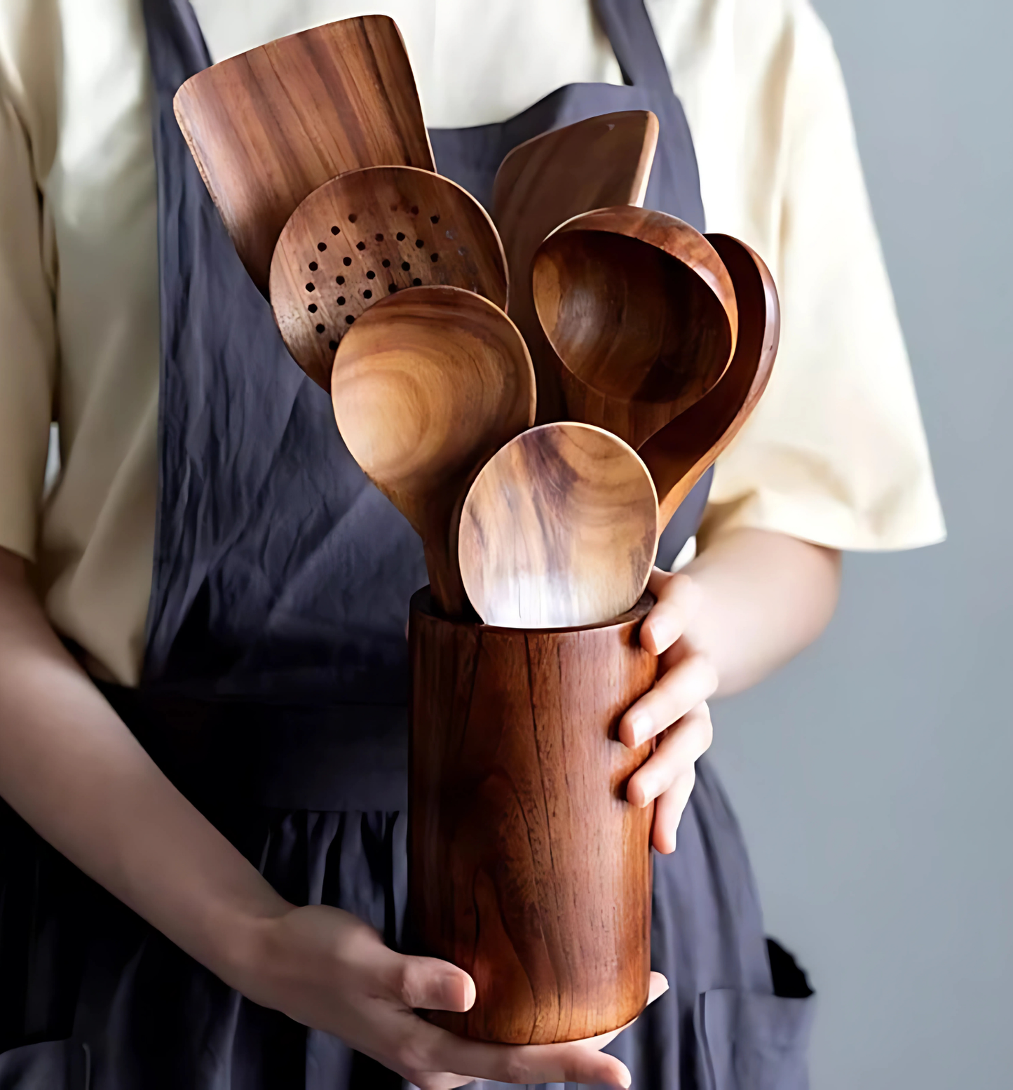 Talheres de Madeira Natural para Cozinha Cutlery Set