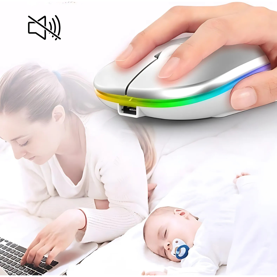 Mouse Sem Fio Wireless Recarregável RGB Gamer 1600dpi