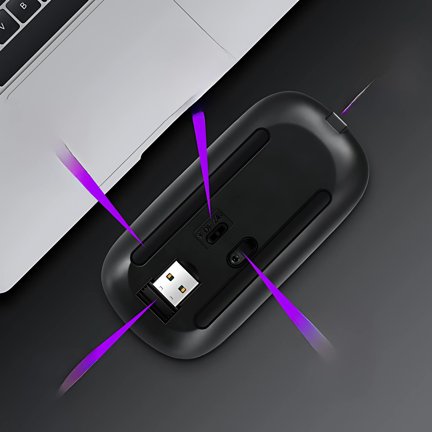 Mouse Sem Fio Wireless Recarregável RGB Gamer 1600dpi