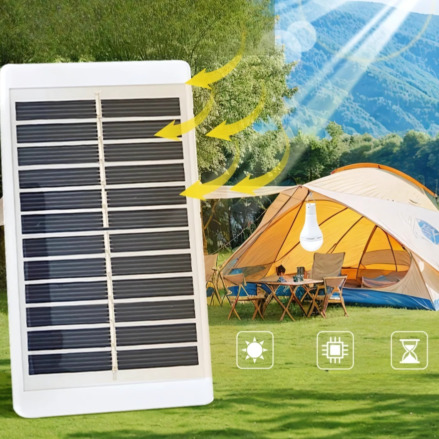 Lâmpada com Painel Carregador Solar Energy