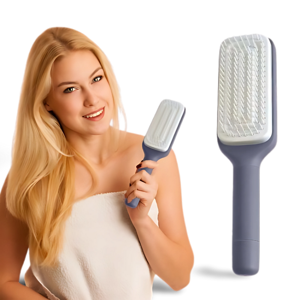 Escova de Cabelo Autolimpante Retátil Massager [Compre 1 e Leve 2]