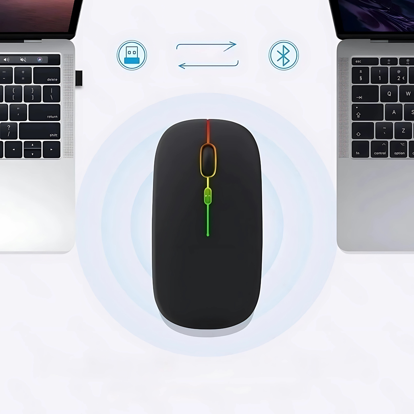 Mouse Sem Fio Wireless Recarregável RGB Gamer 1600dpi