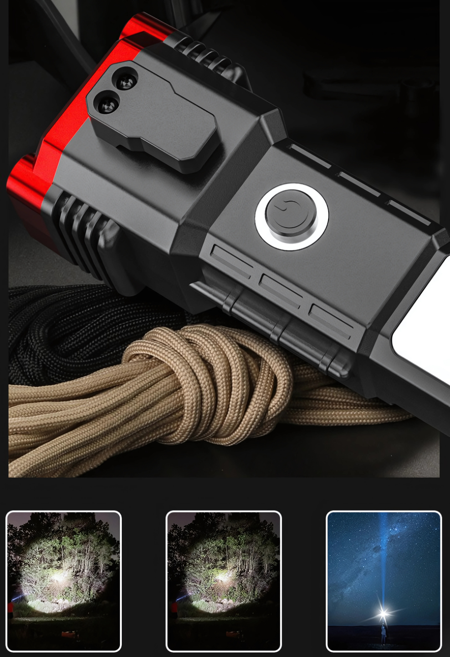 Lanterna Tática Indestrutível 4 em 1 com Powerbank Integrado [Compre 2 e Leve 3]