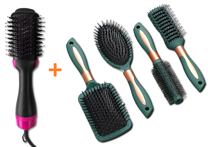 Escova Secadora de Cabelo Perfect Hair 2 Em 1 [Jogo De Escova de Brinde]