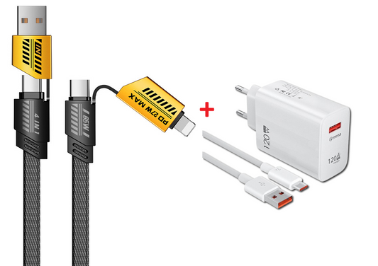Cabo Multifuncional 4 em 1 Multi USB  [Grátis Um Carregador 120w]