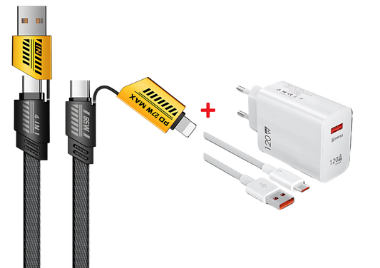 Cabo Multifuncional 4 em 1 Multi USB  [Grátis Um Carregador 120w]