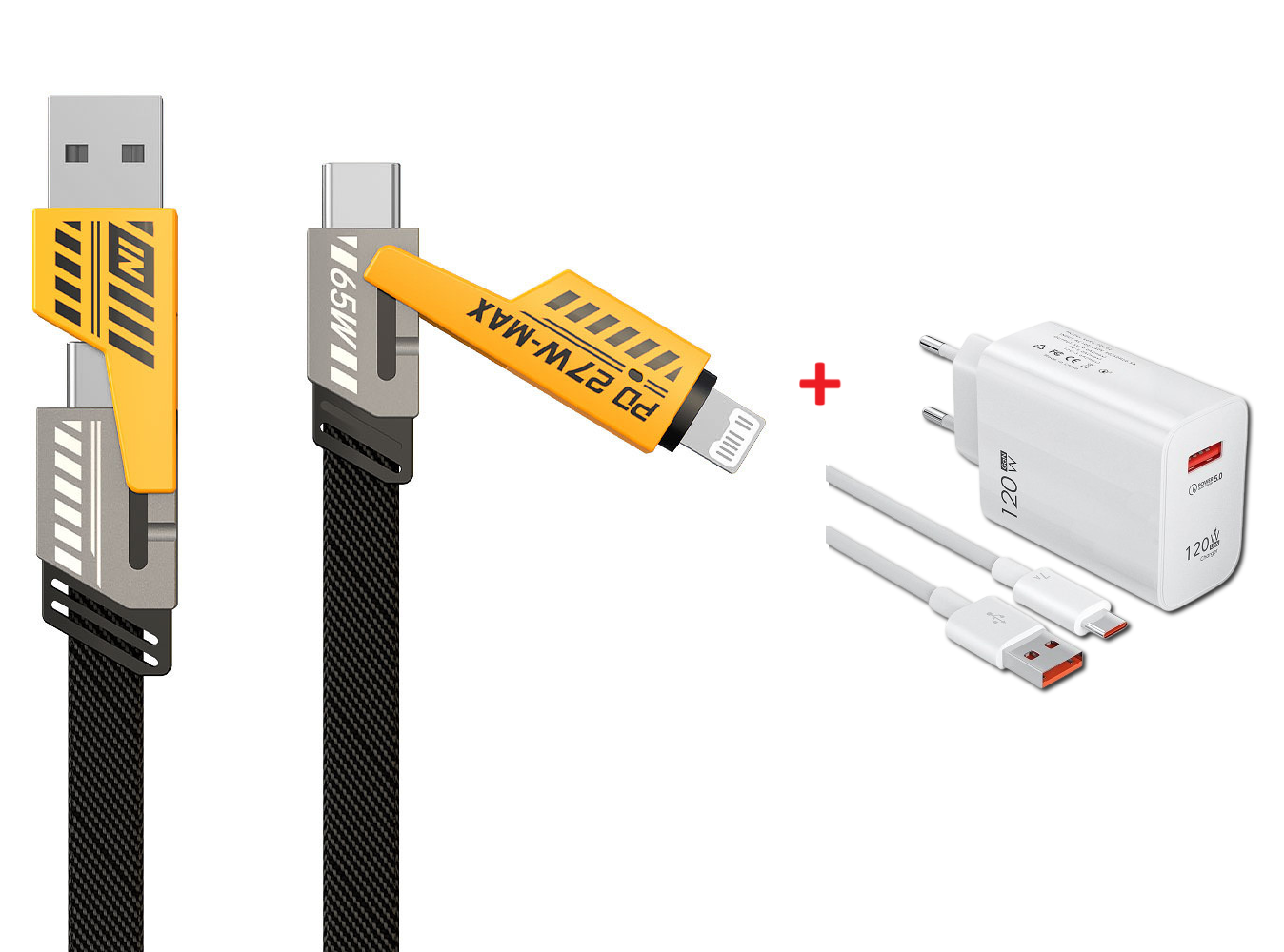 Cabo Multifuncional 4 em 1 Multi USB  [Grátis Um Carregador 120w]