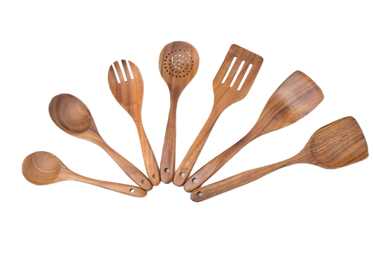 Talheres de Madeira Natural para Cozinha Cutlery Set