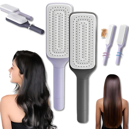 Escova de Cabelo Autolimpante Retátil Massager [Compre 1 e Leve 2]