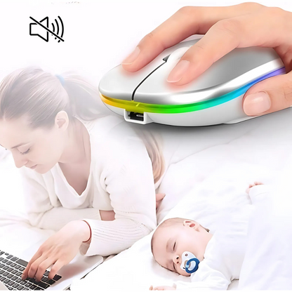Mouse Sem Fio Wireless Recarregável RGB Gamer 1600dpi