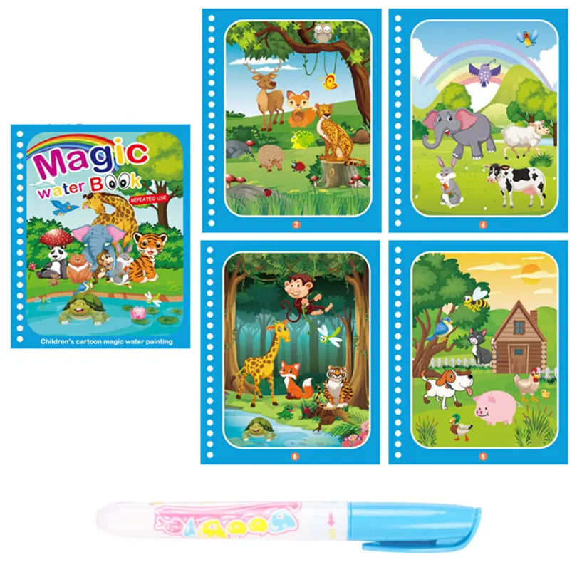 Livro Mágico Desenho com Água Magic Water  [BRINDE Caneta Magec Water]